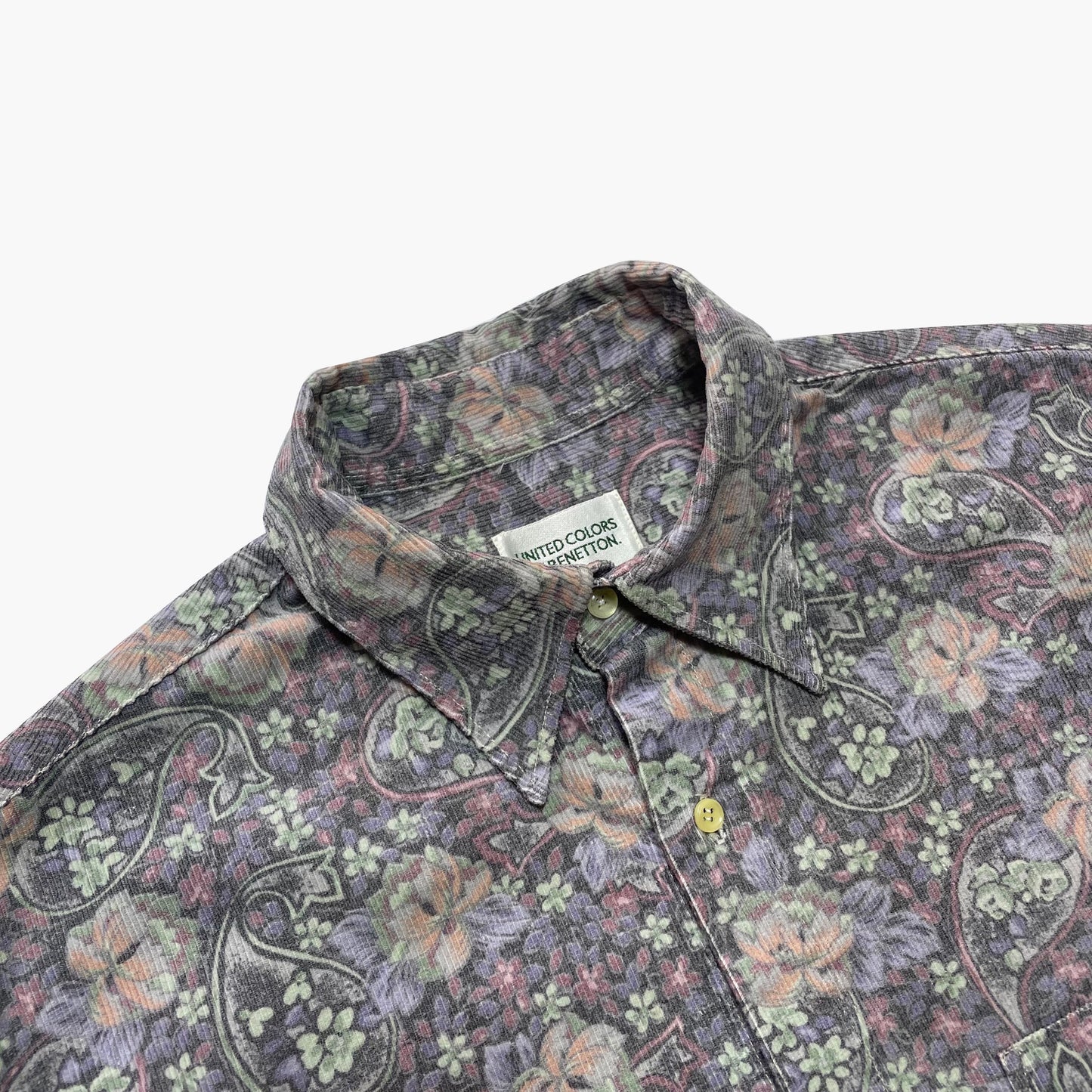 90s Oversize Benetton Velvet Paisley Shirt image 1
