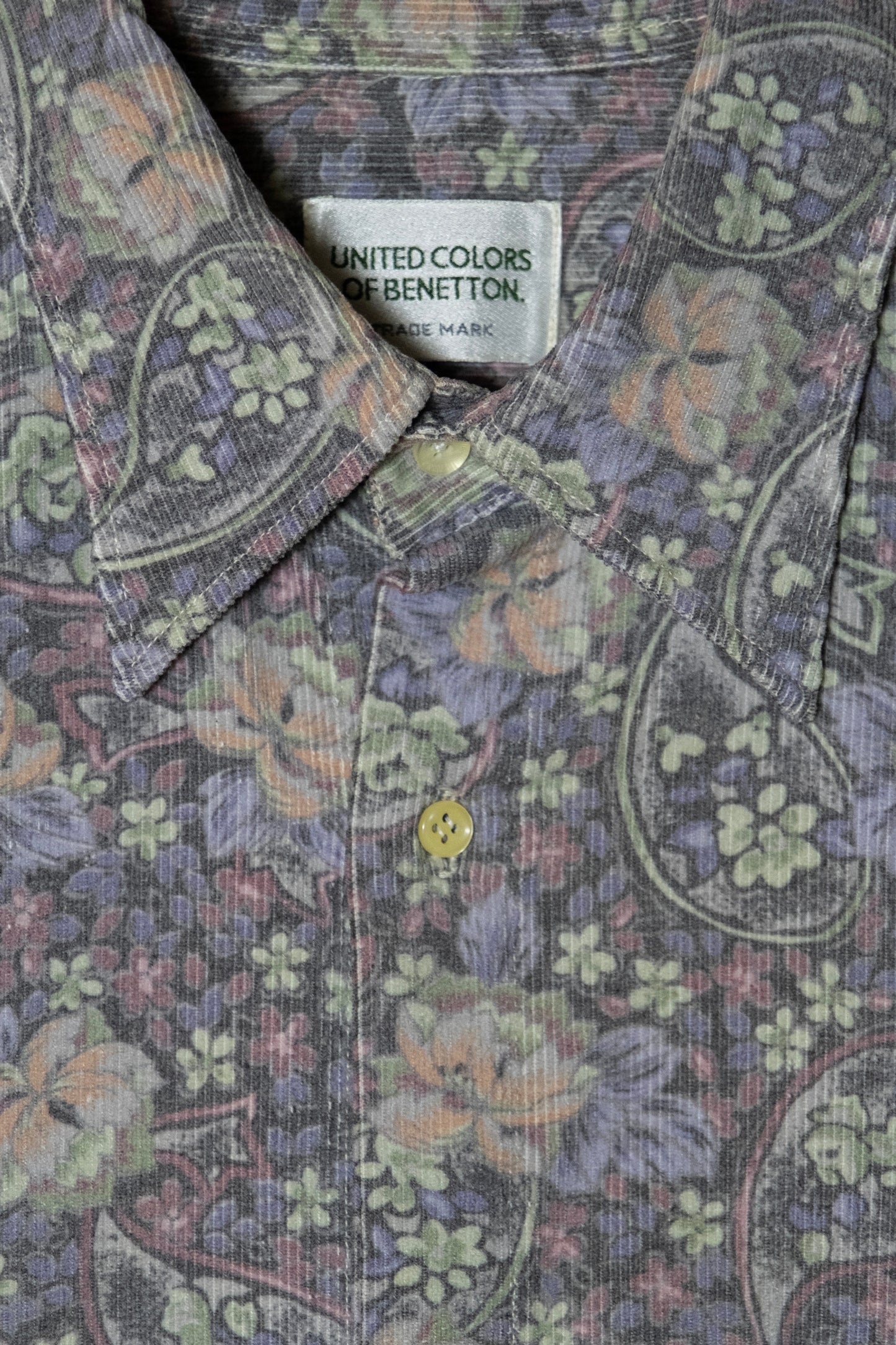 90s Oversize Benetton Velvet Paisley Shirt image 5