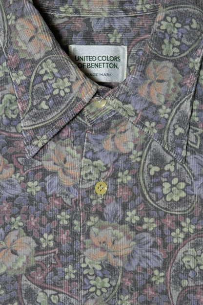90s Oversize Benetton Velvet Paisley Shirt image 5