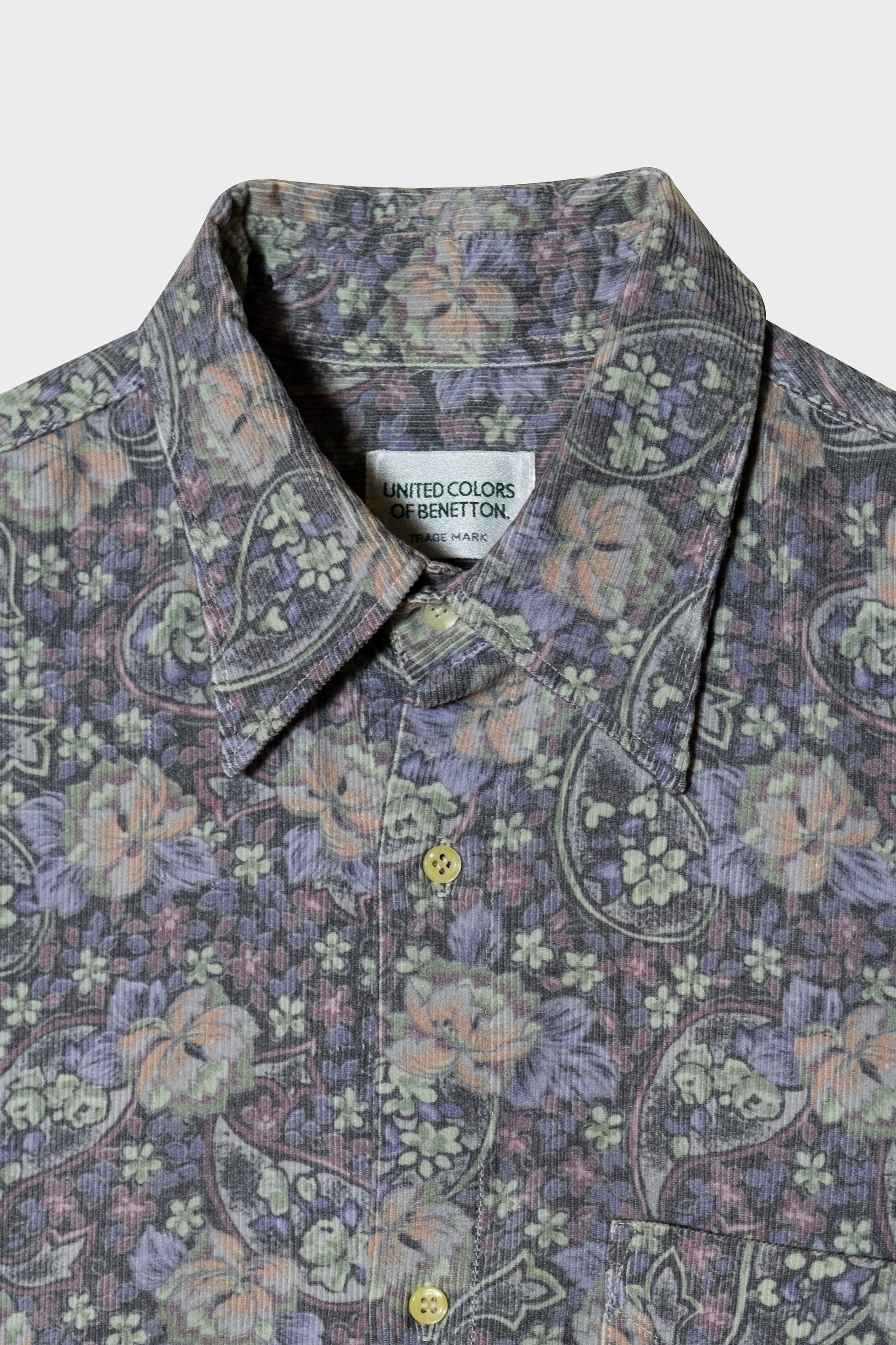 90s Oversize Benetton Velvet Paisley Shirt image 3