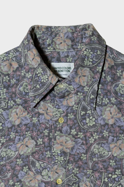 90s Oversize Benetton Velvet Paisley Shirt image 3